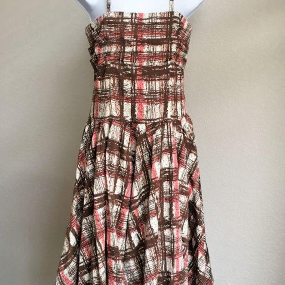 Anthropologie Elevenses spaghetti strap plaid dres - Picture 2 of 6